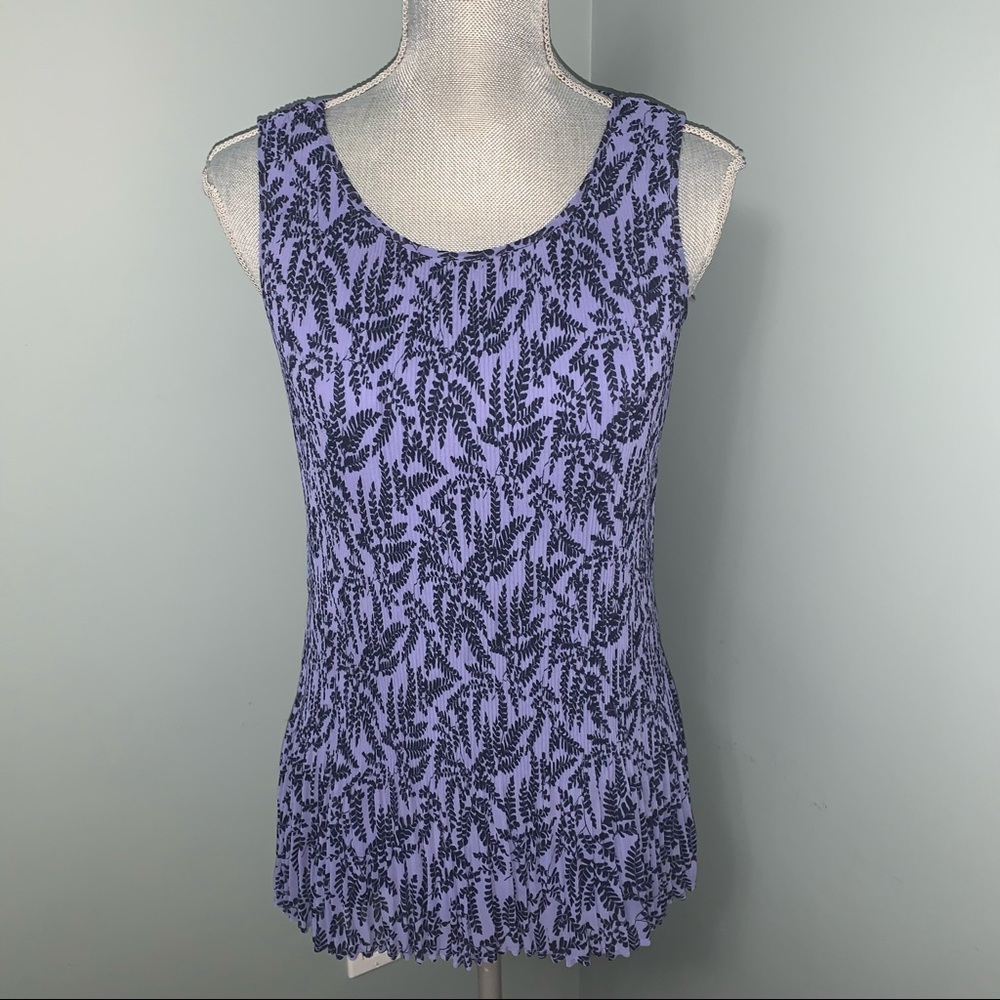 ROZ & ALI DRESSBARN purple and black print blouse women’s size small sleeveless